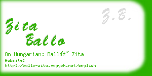 zita ballo business card